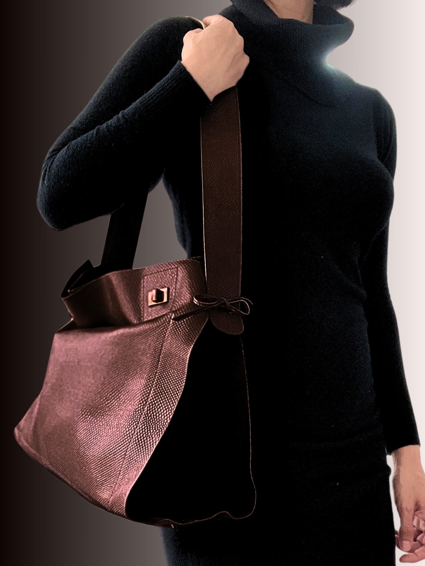 Sac AURORA crocoprint coffee