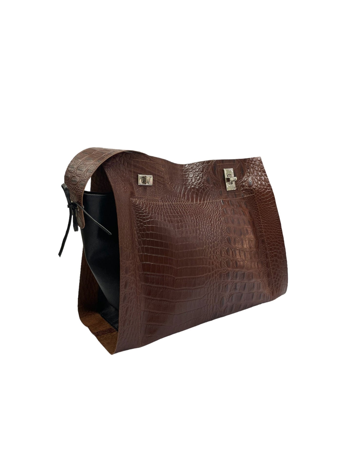 Sac AURORA crocoprint coffee - VILLAMIZAR Brand